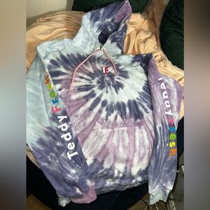 Teddy Fresh Tie Dye Swirl Purple Unisex Hoodie Size S